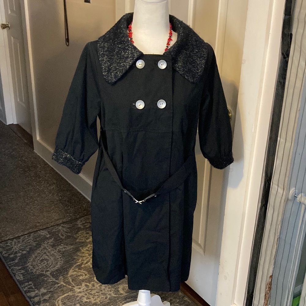 Miss Me 3/4 sleeve black semi pleated coat size L